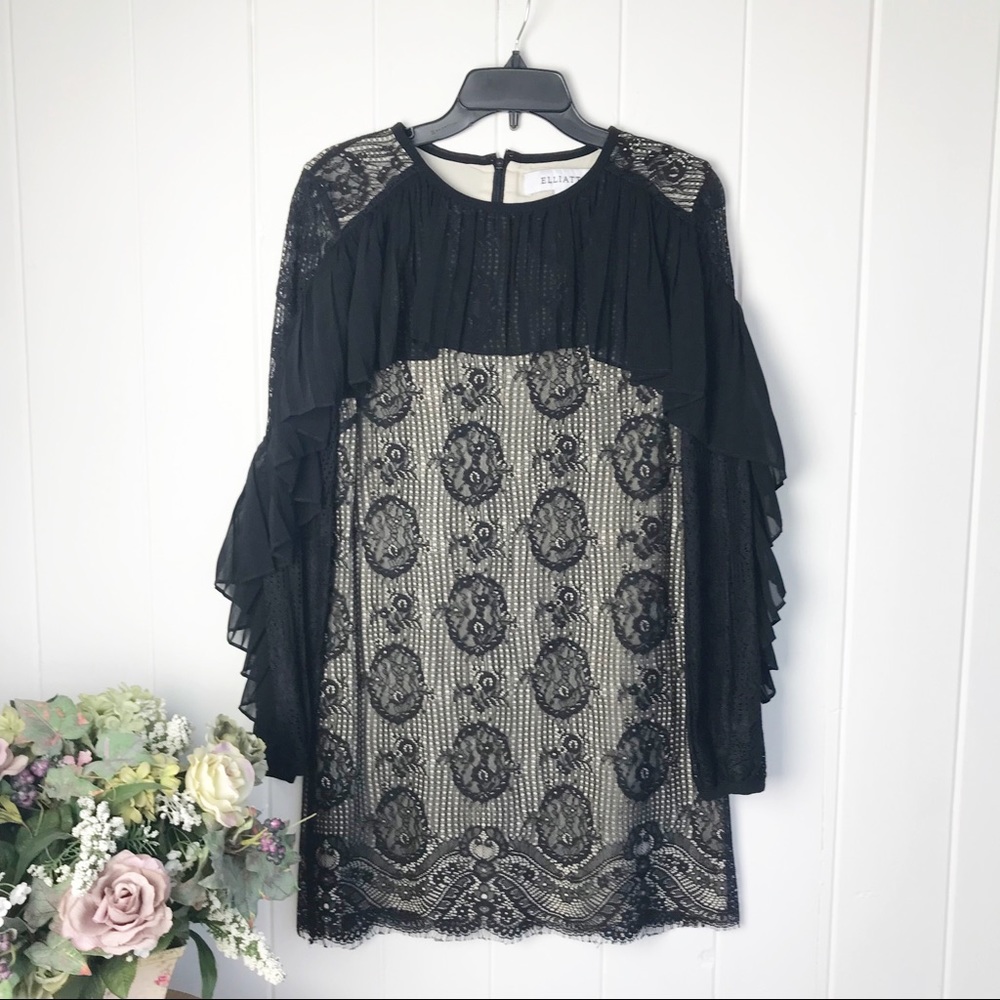 Elliatt Black Pleated Ruffle Cocktail Dress - Picture 2 of 15